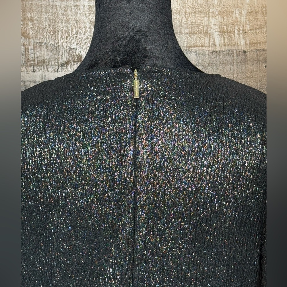 NEW NWT MK Michael Kors Metallic Jacquard Dress Black Gold Size M Medium AB 506 - Picture 8 of 13